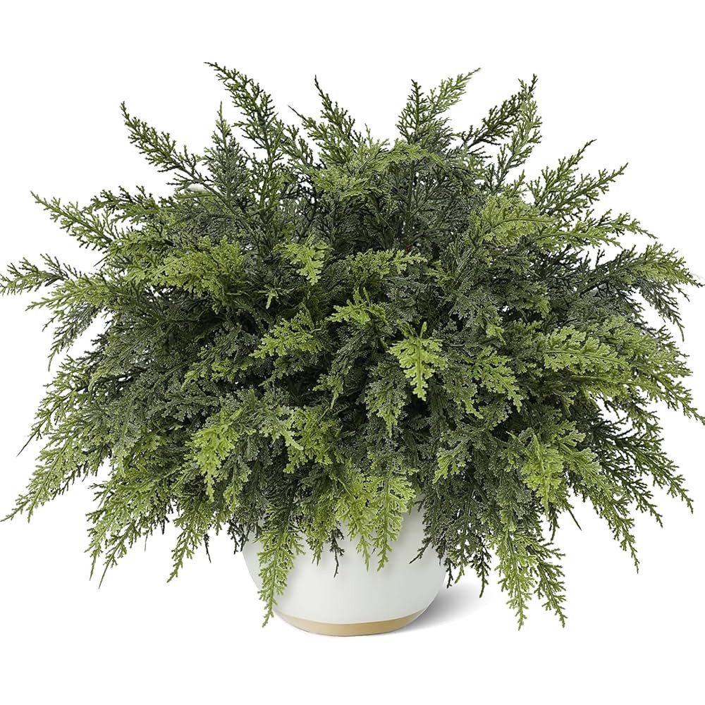 18" Real Touch Cedar Branches -24 Pcs, Artificial Christmas Cedar Branch Realistic Fake Pine Pick... | Amazon (US)