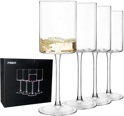 JYB&XY White Or Red wine glasses set of 4 15oz Hand Blown Premium Crystal square wine glass Uniqu... | Amazon (US)