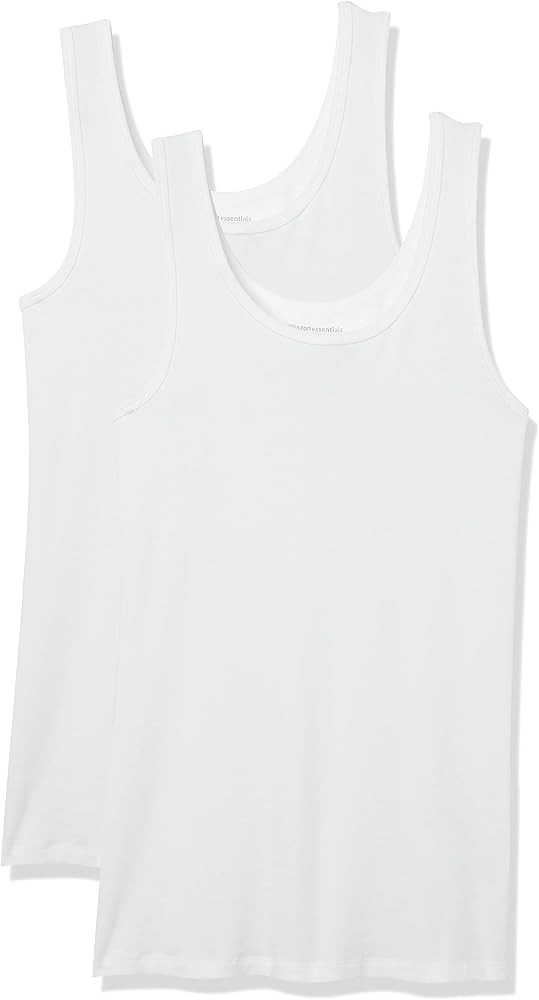 Amazon Essentials Women's Slim-Fit Ribbed Scoop Neck Tank Tops, Pack of 2 | Amazon (US)