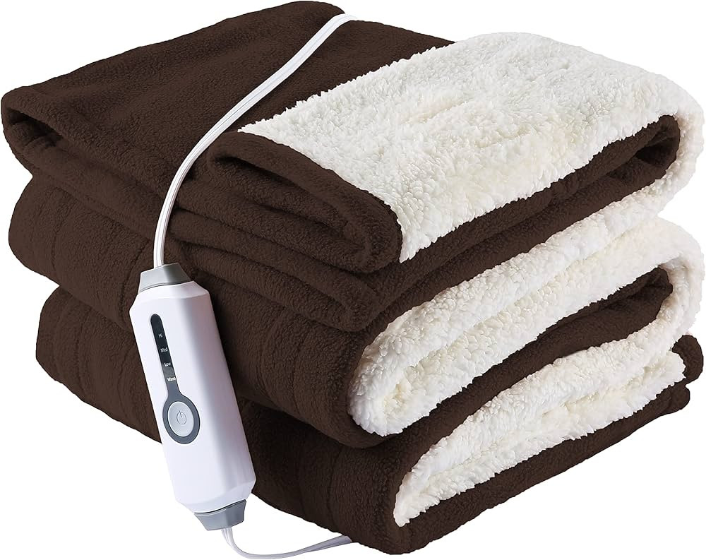 Heated Throw 50"x60", Super Cozy Soft Polar Fleece & Sherpa Electric Heated Blanket with 4 Heatin... | Amazon (CA)