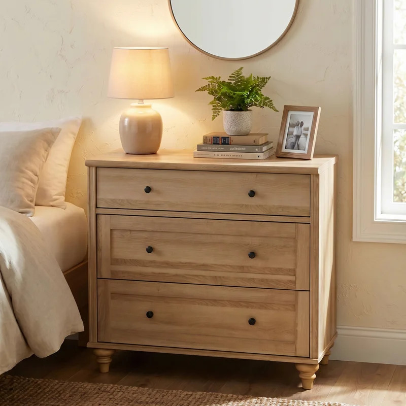 Ariv Farmhouse Kid's Dresser, Baby Dresser for Bedroom with 3 Drawers, Oak | Wayfair North America