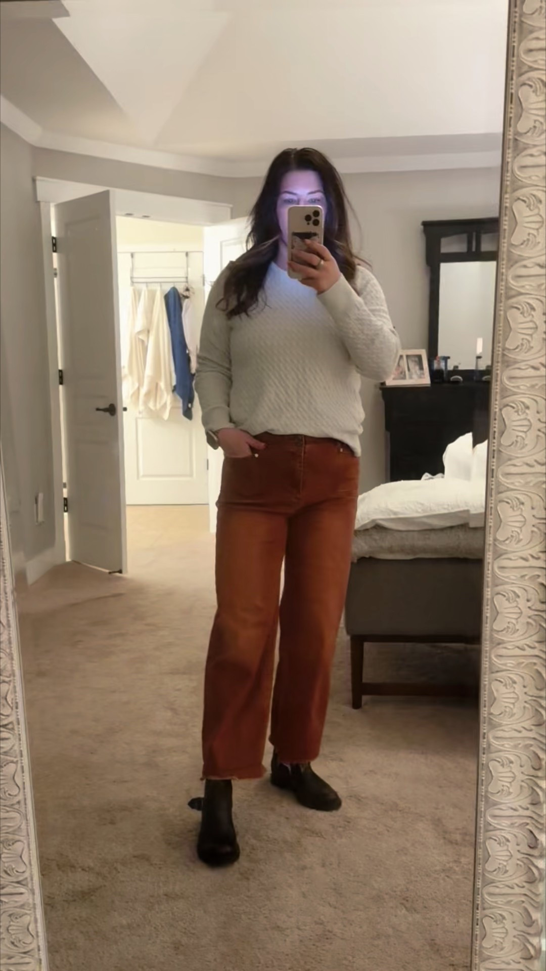 These jeans are so good! Just the right amount of stretch and the color elevates the look! Sweater is a medium, boots have that lives in look that they go with everything. 
*jeans are from Amazon, linked similar. 

#LTKOver40 #LTKootd #LTKMidsize