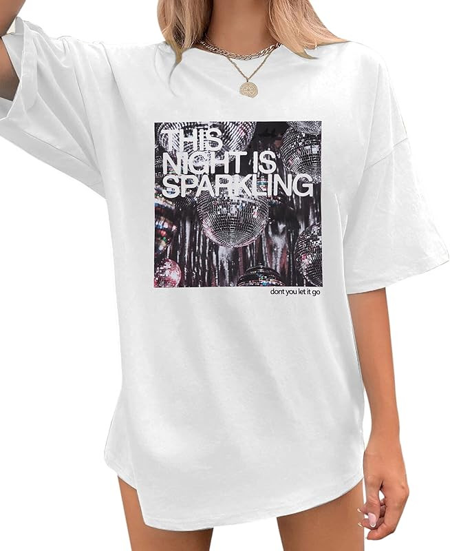 This Night is Sparkling Oversized Shirt Women Music Lover Tee Swift Fans Top Vintage Concert Shir... | Amazon (US)