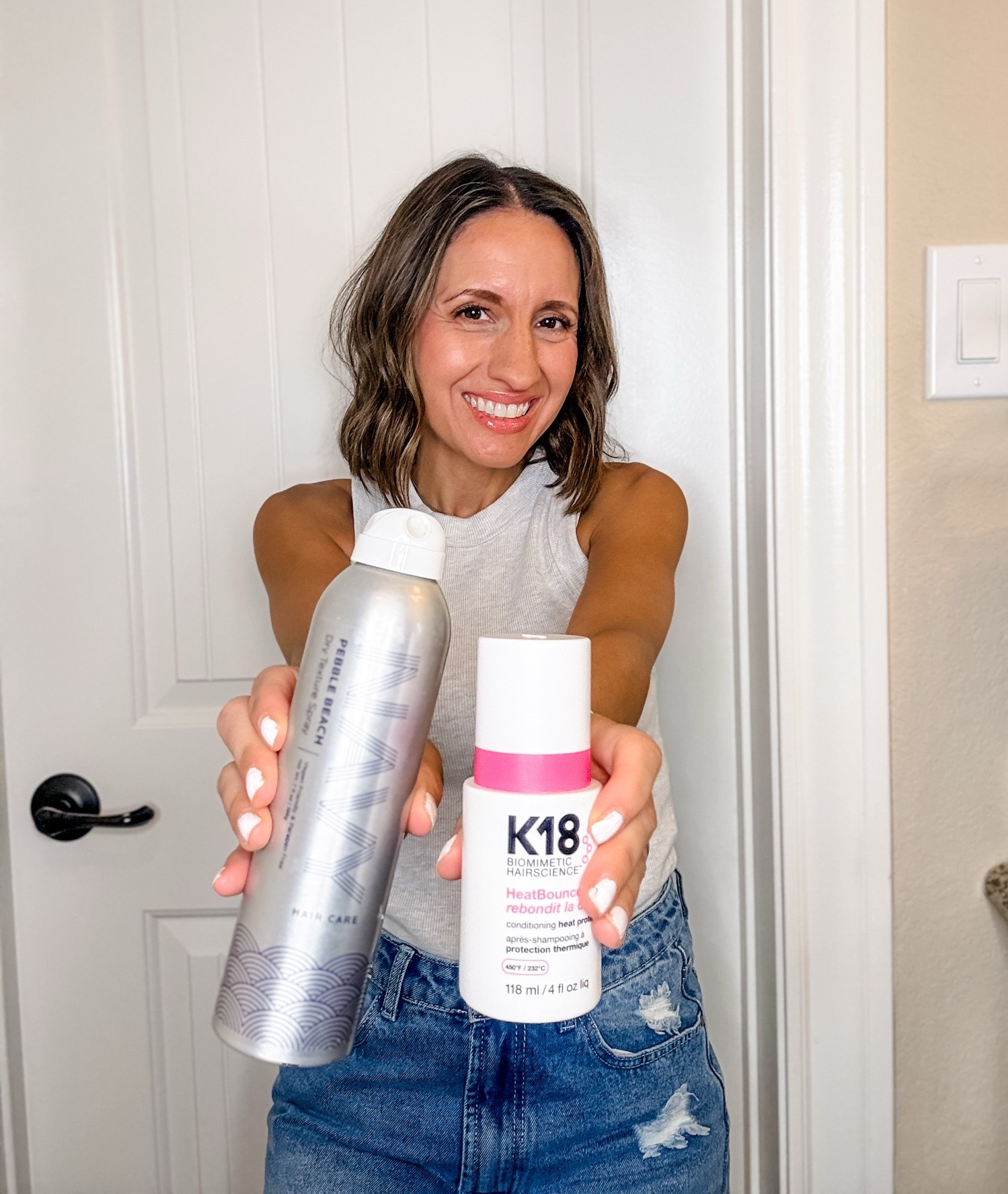 My everyday hair essentials ✨ These are the two products I reach for when styling my fine textured hair. K18 AirWash HeatBounce helps protect my hair before heat styling, and NAVY Hair Care Texture Spray gives my hair the volume and texture I’m always looking for.

Also sharing this easy summer outfit because this Old Navy tank and jean skirt are both true to size and so easy to wear.

#LTKootd #LTKBeauty #LTKSeasonal