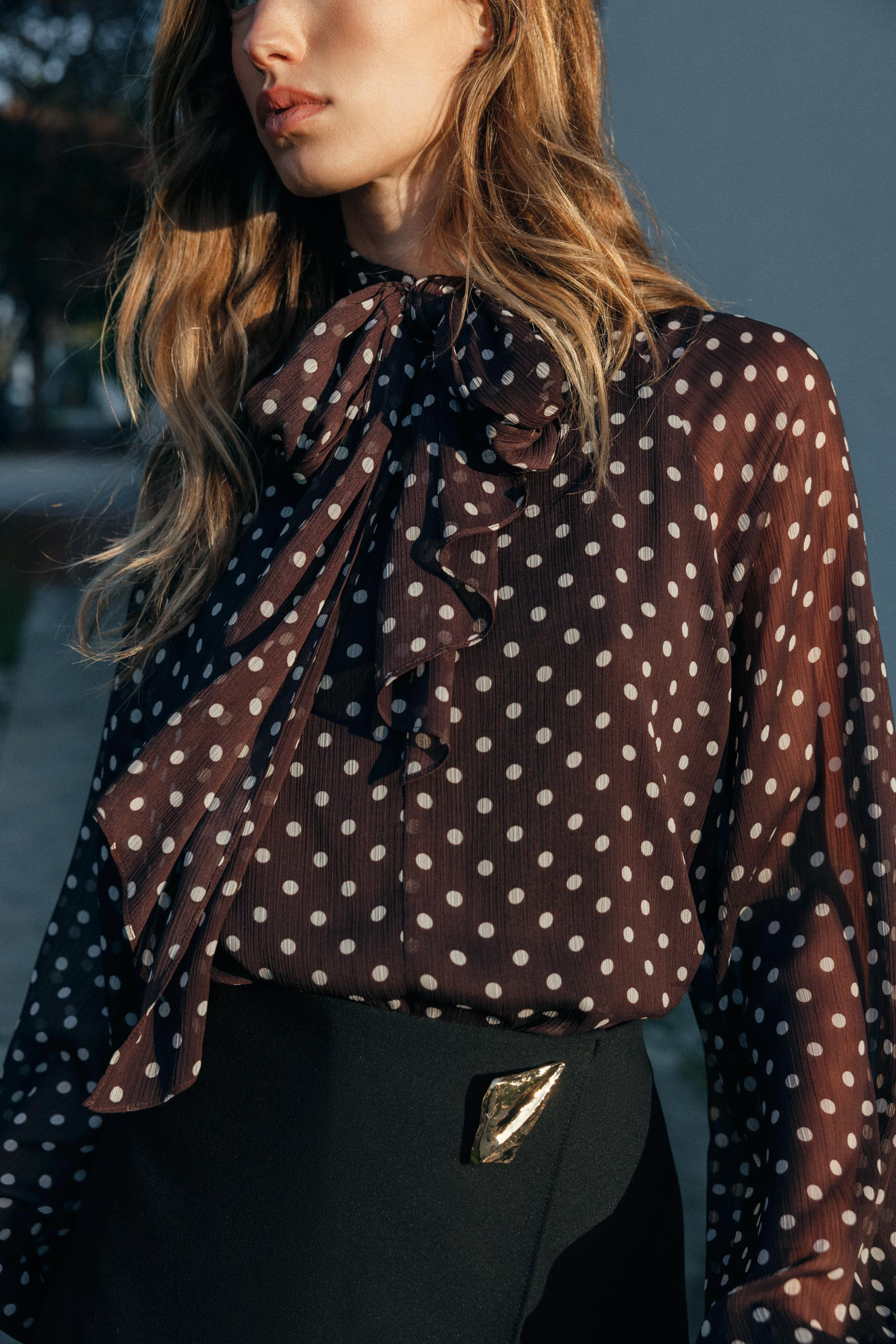POLKA DOT BLOUSE WITH BOW | Zara US