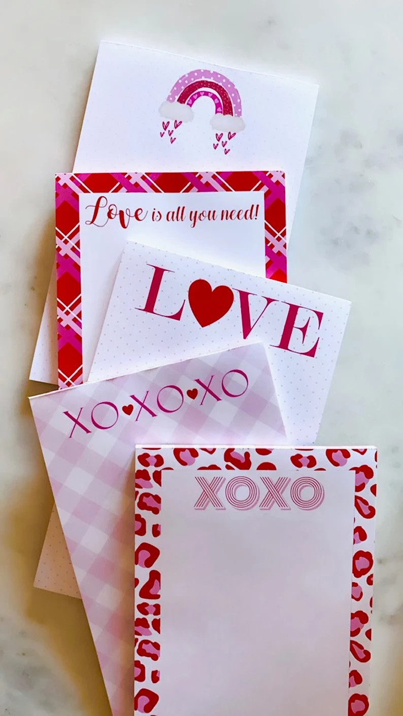 Valentine Notepads - READY TO SHIP - Pink Gingham - Red Plaid - Rainbow - Leopard - Xoxo - Etsy | Etsy (US)