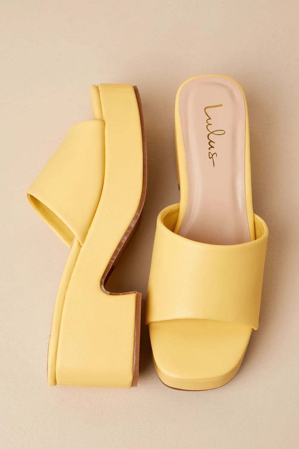 Etain Butter Yellow Platform Slide Sandals | Lulus