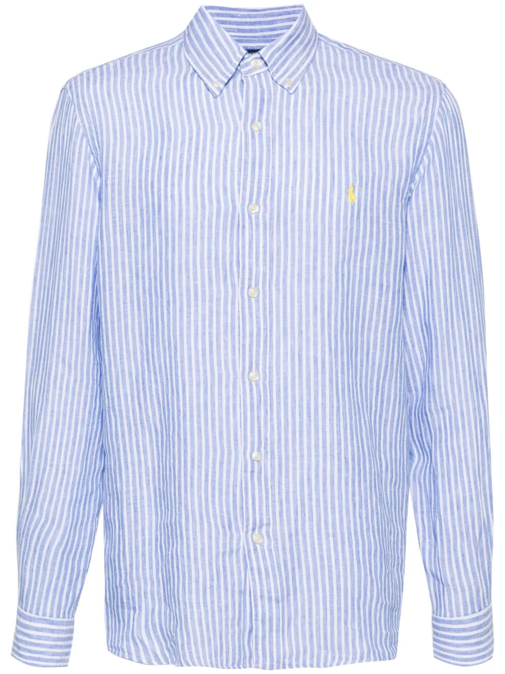 Polo Ralph Lauren logo-embroidered striped linen shirt - Blue | Farfetch Global