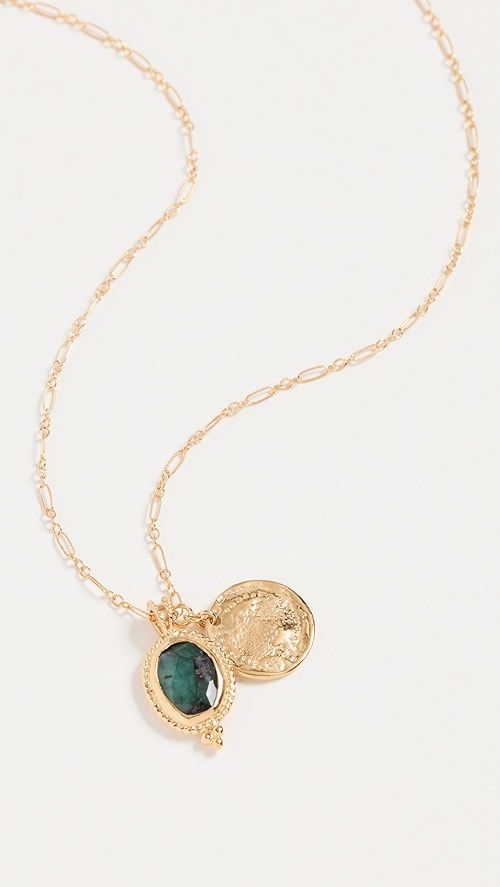 18K Gold Plated Emerald Pendant Necklace | Shopbop