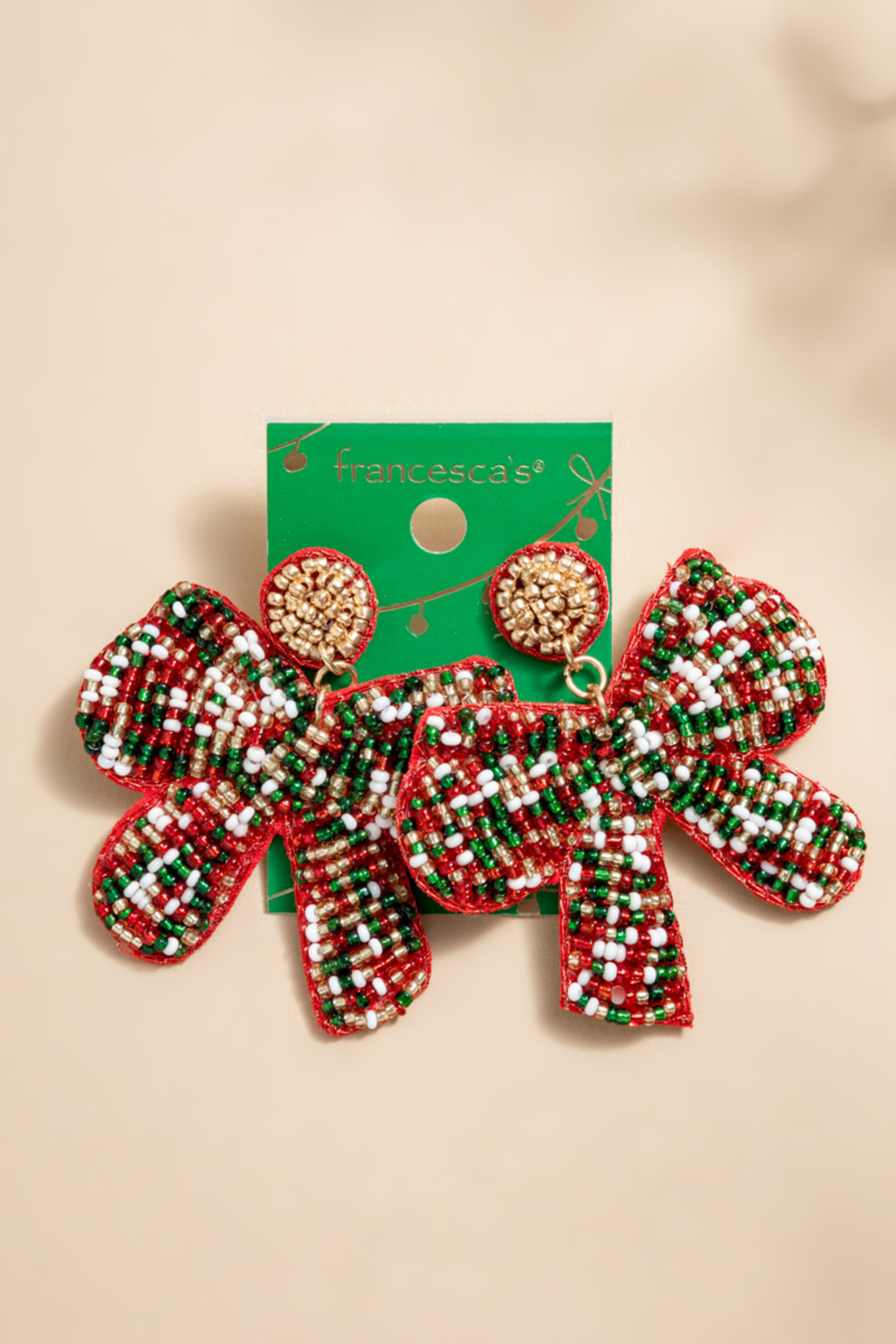 Betty Seedbead Bow Drop Earrings | Francesca's