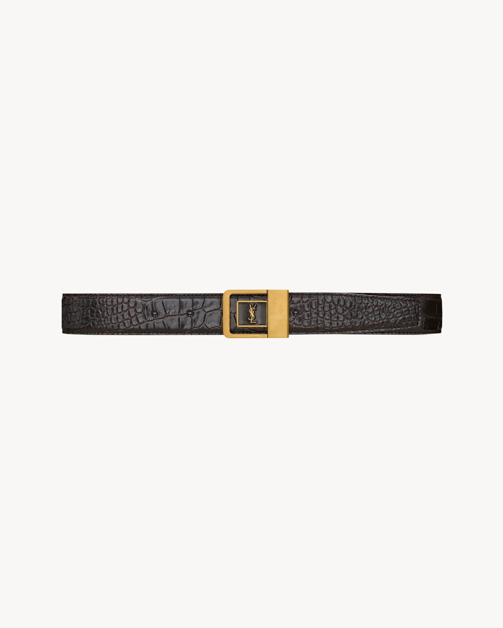 LA 66 buckle belt in crocodile-embossed leather | Saint Laurent Inc. (Global)