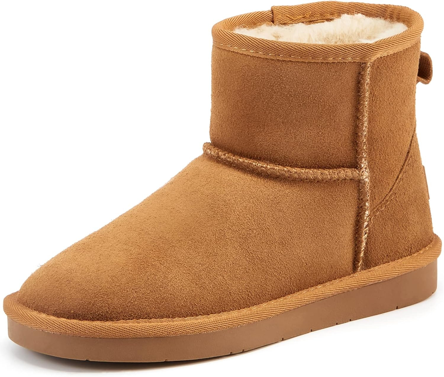 ZGR Women's Classics Winter Snow Boots Cow Suede Leather Mid-Calf Fur Lined Warm Shoes Outdoor An... | Amazon (US)