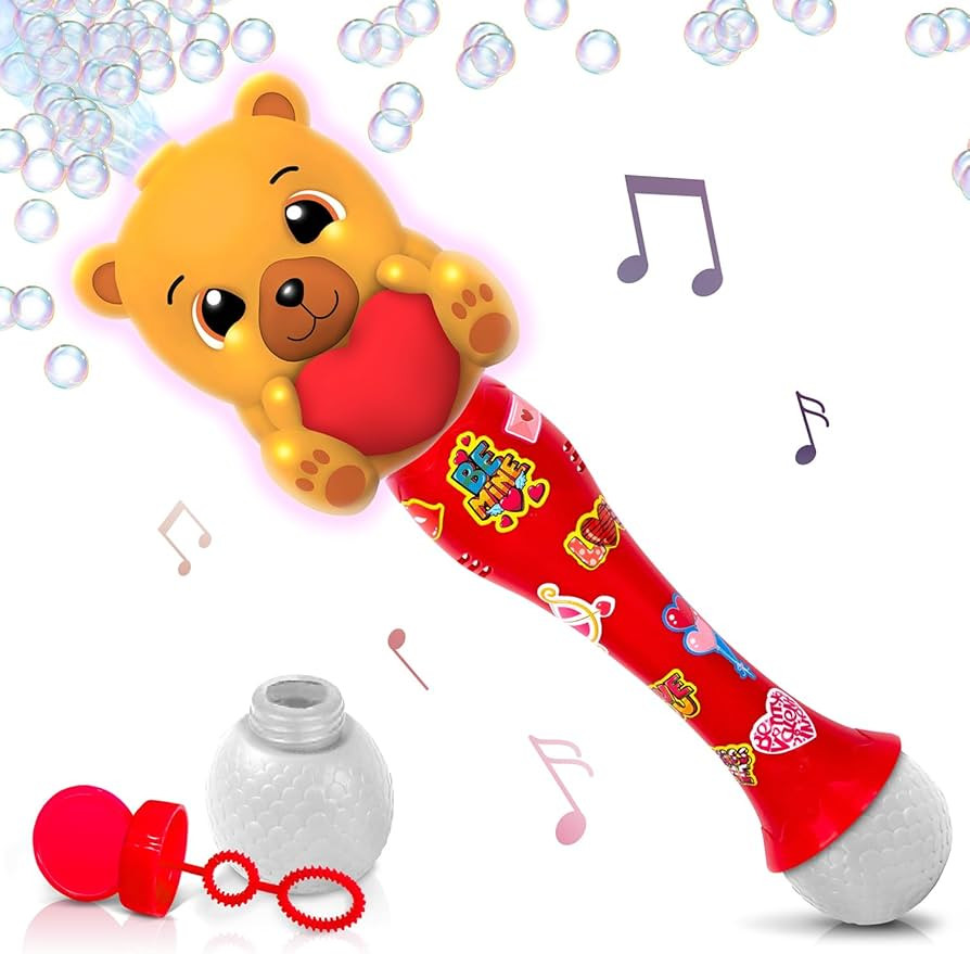 ArtCreativity Light Up Valentine's Day Bubble Wand for Toddlers, Heart Bubble Toy with Lights, Mu... | Amazon (US)
