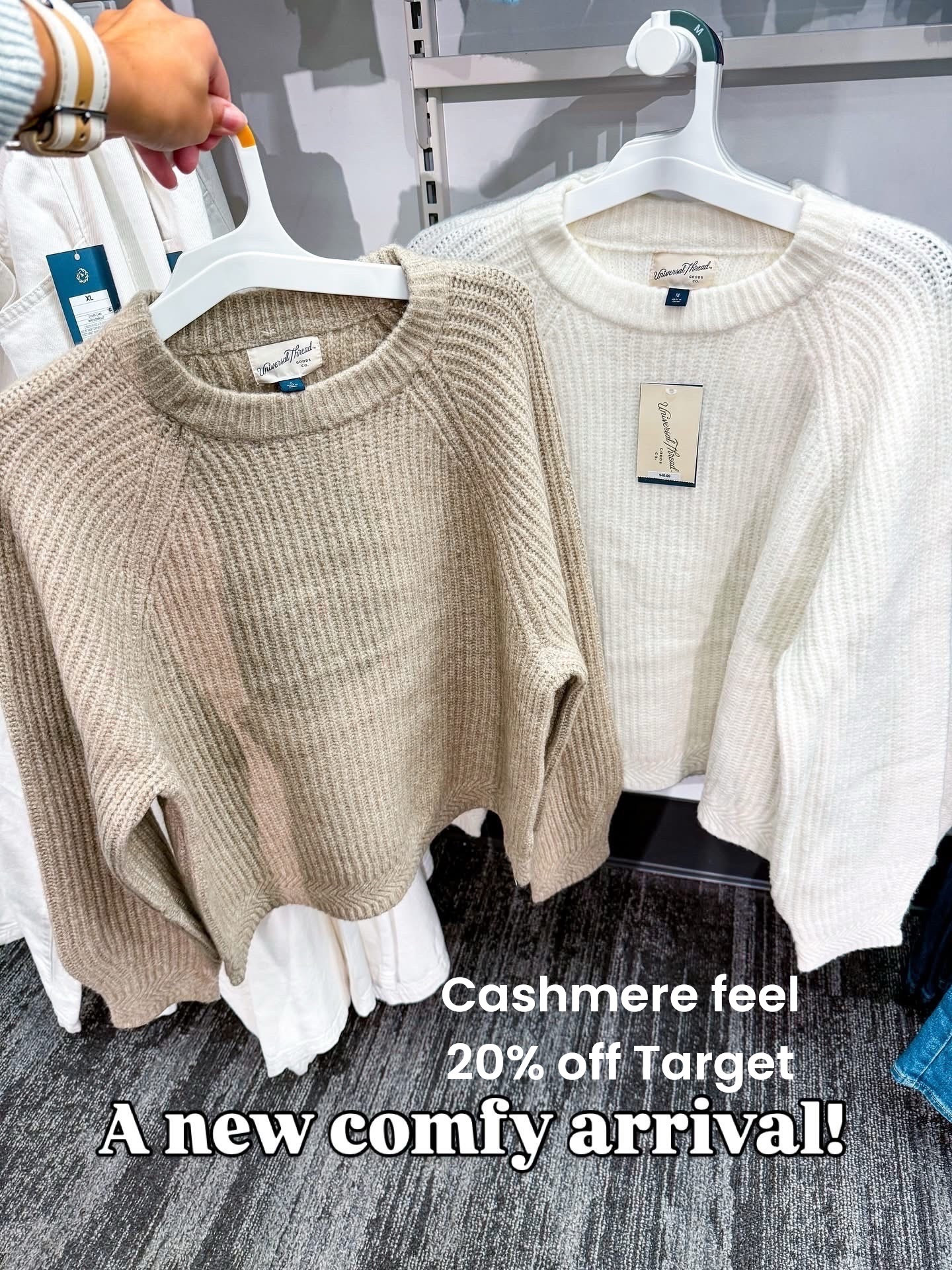 Cashmere feel sweaters target 20% off 

#LTKFindsUnder100 #LTKFindsUnder50 #LTKSaleAlert