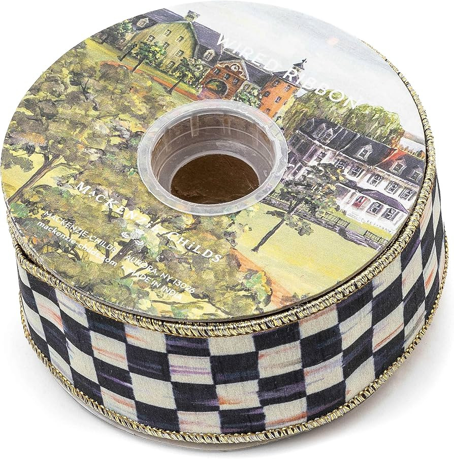 MACKENZIE-CHILDS Decorative Ribbon, Black-and-White Courtly Check | Amazon (US)