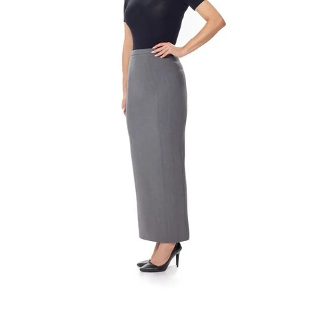 Grey Ankle Length Women s Plus Size Back Split Maxi Skirt | Walmart (US)