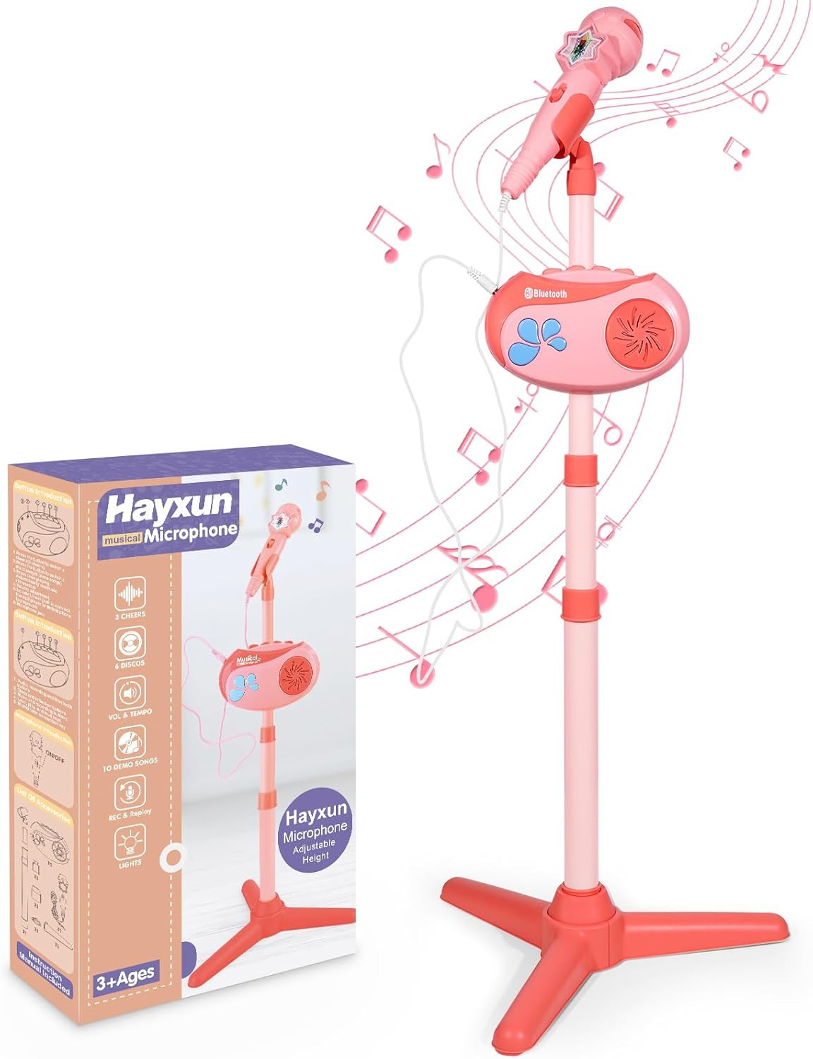Kids Bluetooth Karaoke Machine with Adjustable Stand, 5-in-1 Karaoke Microphone Toy with Voice Ch... | Amazon (US)