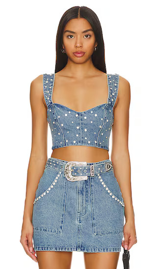 Shania Top in Indigo Rhinestone | Revolve Clothing (Global)