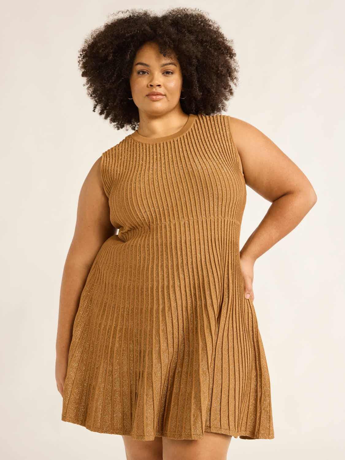 Scoop Women’s & Women's Plus Metallic Knit Mini Flare Dress, Sizes XS-4X | Walmart (US)