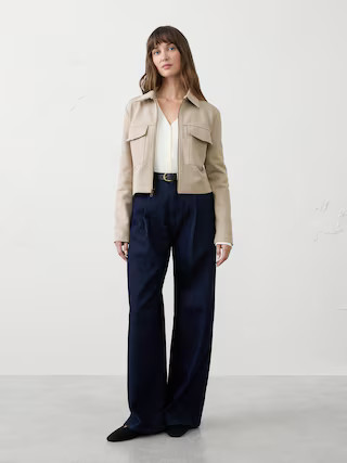 Knit Twill Cropped Jacket | Banana Republic Factory