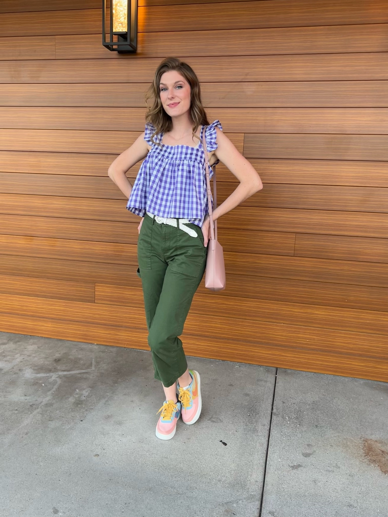 I’m obsessed with this little gingham top!
Purple gingham, gingham top, gingham shirt, cargo pants, womens green pants, buddy love, casual outfit inspo, casual outfit ideas, fall inspo, fall outfit inspo, summer outfit inspo, babydoll top, fall fashion, cute outfit ideas 

#LTKshoecrush #LTKunder50 #LTKstyletip