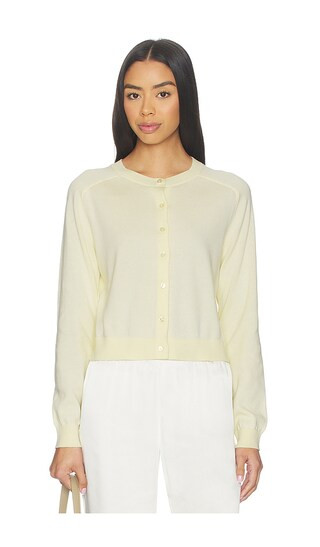 Cleo Saddle Shoulder Cardigan in Lemon Icing | Revolve Clothing (Global)