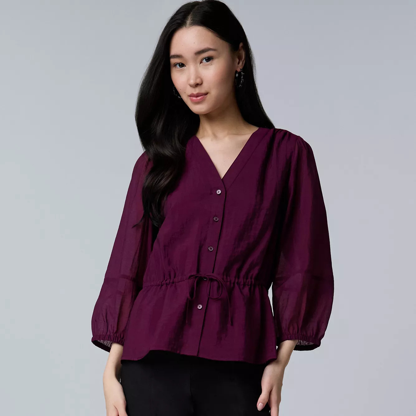 Women's Simply Vera Vera Wang Drawcord Waist Top, Size: Medium, Whisper White | Kohl's