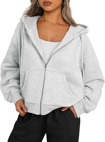 Trendy Queen Zip Up Hoodies For Women Oversized Sweatshirts Fall Fashion Outfits 2024 Y2k Fleece ... | Amazon (US)