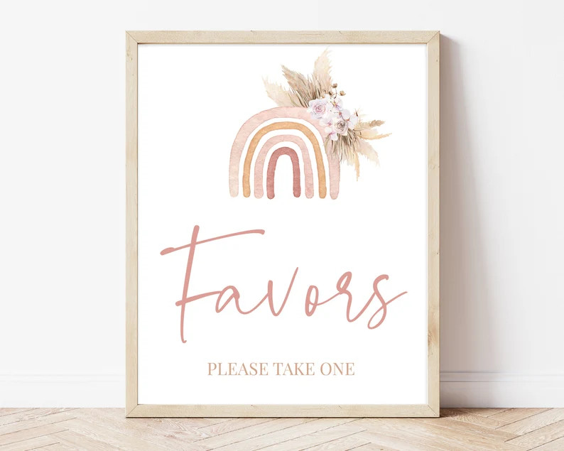 Favors Sign Boho Rainbow Baby Shower, Rustic Rainbow Baby Shower Babies are Sweet Sign, Girl Rain... | Etsy (UK)