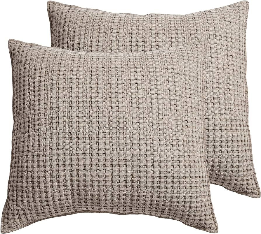 Levtex Home - Mills Waffle - Euro Sham (Set of Two) - Taupe - Sham Size (26 x 26in.) | Amazon (US)