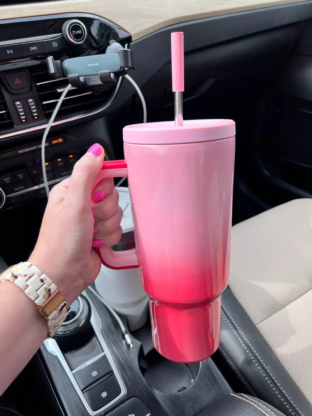 Meoky 40oz Tumbler with Handle Leak-proof Lid and Straw Insulated