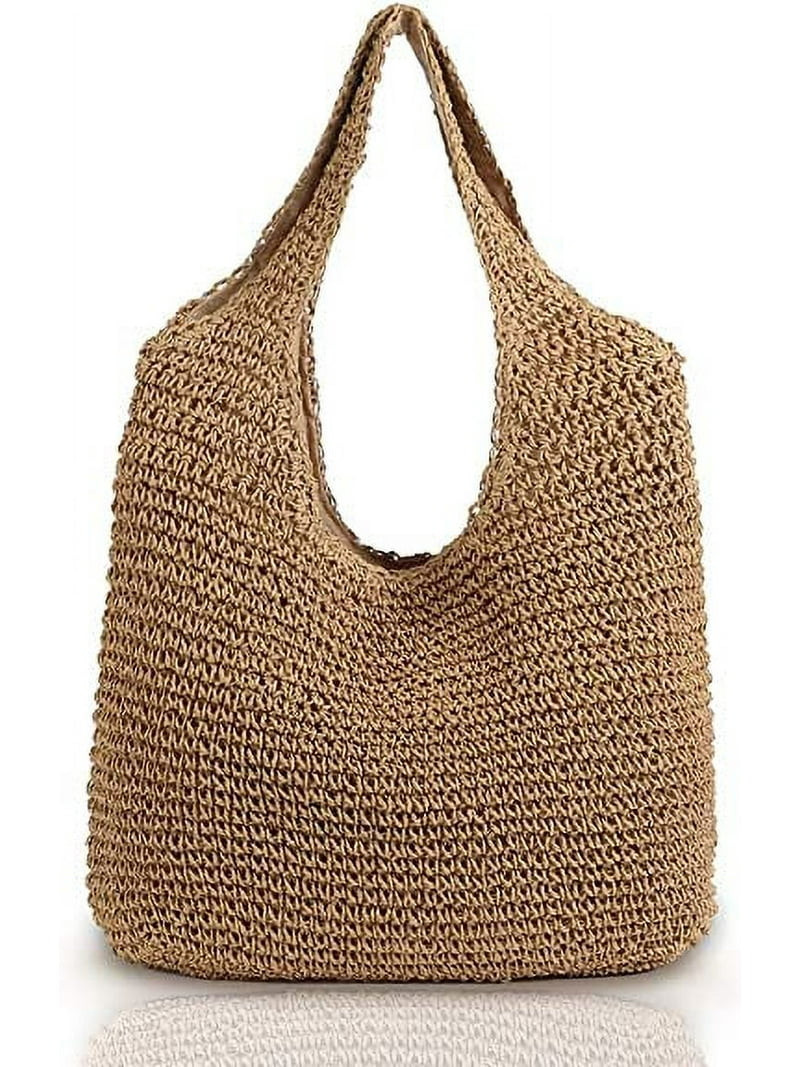 Zendure Hand-woven Soft Large Straw Shoulder Bag Boho Straw Handle Tote Retro Summer Beach Bag Ra... | Walmart (US)