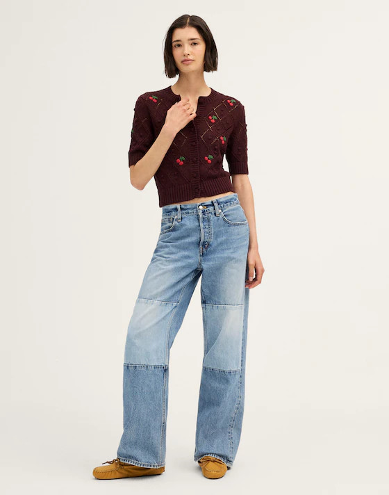 Embroidered Bauble Pointelle-Stitch  Cardigan in 100% Cotton | Madewell