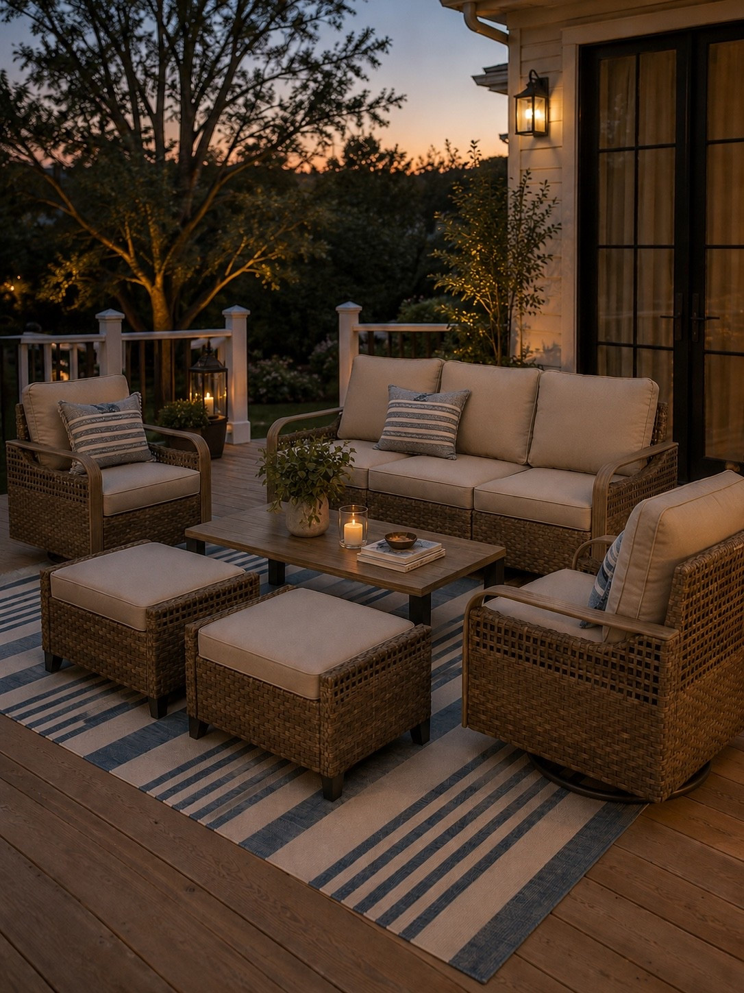 Walmart Back Deck Refresh for Summer Evenings 🌿✨

There’s nothing better than winding down outside after a long day, and this cozy patio setup creates the perfect spot to do just that. With comfortable woven seating, soft neutral cushions, warm lantern glow, and classic blue-striped accents, this space feels inviting, timeless, and ready for everything from morning coffee to sunset conversations.

If you’re looking to create an outdoor living space that feels like an extension of your home, this patio set is a must-see.

Follow @farmtotablecreations on Instagram for more cozy home finds and trending decor.#PatioDecor #OutdoorLiving #BackyardInspiration #DeckDecor #OutdoorFurniture #CozyHome #OutdoorEntertaining #SummerDecor #PatioGoals #BackyardStyle #OutdoorSpaces #NeutralDecor #HomeDecorFinds #OutdoorOasis #ModernFarmhouseStyle #PorchDecor #FarmToTableCreations #LTKFinds #BackyardGoals

#LTKHome #LTKSaleAlert #LTKHome