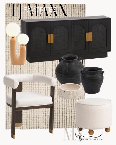 Tj maxx furniture, tj maxx home decor, tj maxx home, black vase, neutral rug, chair, ottoman, cabinet, lamp, affordable decor 

#LTKstyletip #LTKSeasonal #LTKhome