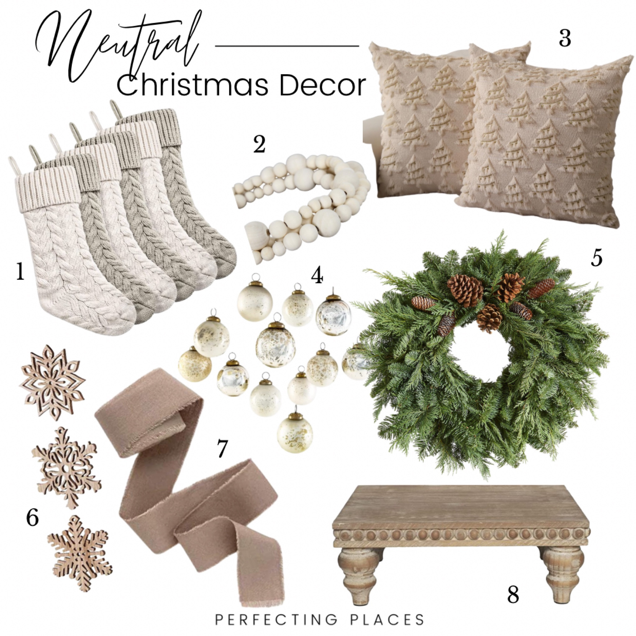 Shop this neutral Christmas color palette with natural wood tones, neutral velvet ribbons, greenery.

#LTKSeasonal #LTKHome #LTKHoliday