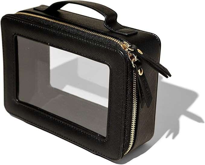 Amazon.com: Palma Travel Clear Carry On Makeup Case Organizer| Large Handle with Gold Plated Dual... | Amazon (US)