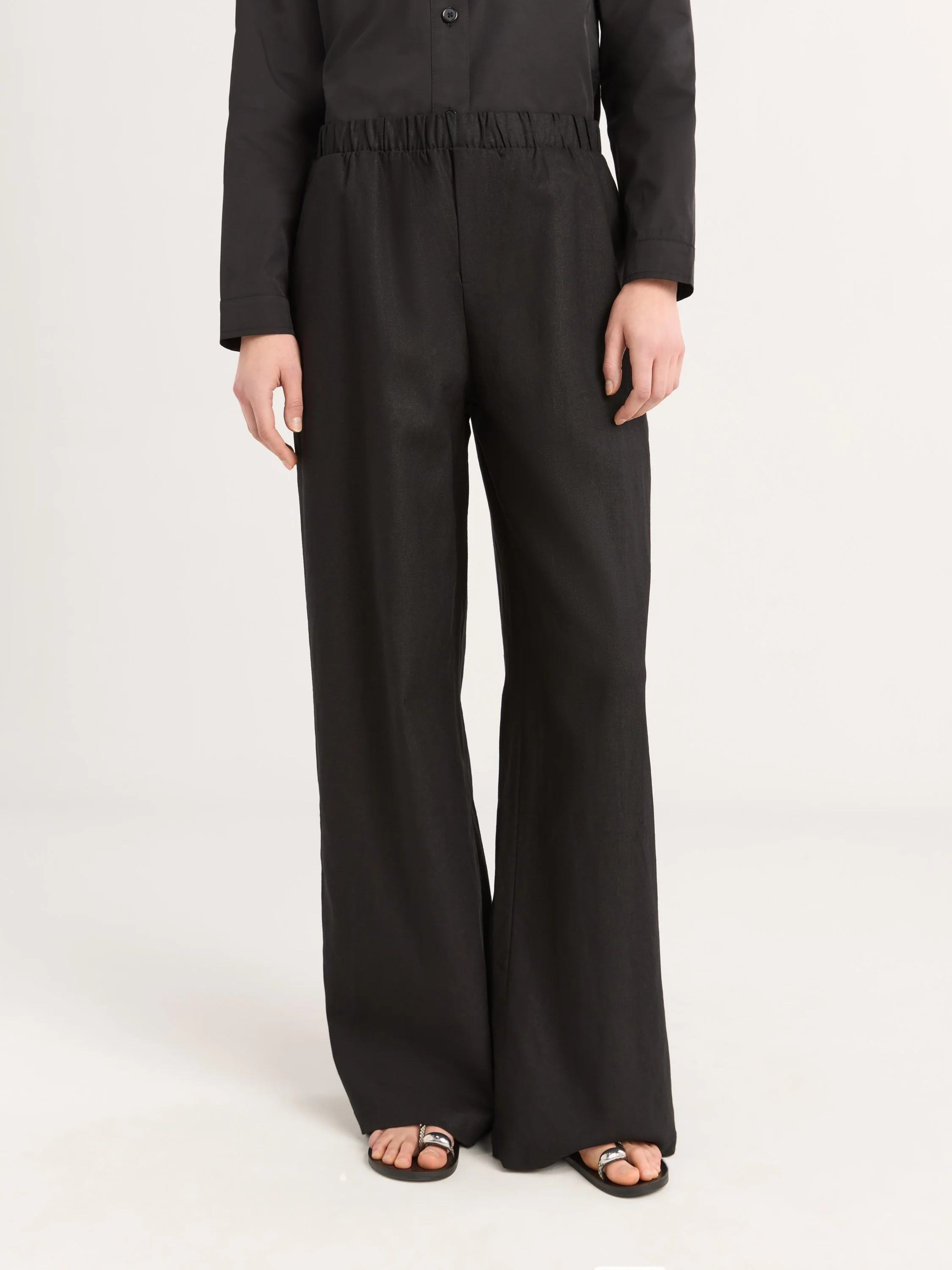 Scoop Women's Linen Blend Wide Leg Pants, 32" Inseam, Sizes XS-4X | Walmart (US)