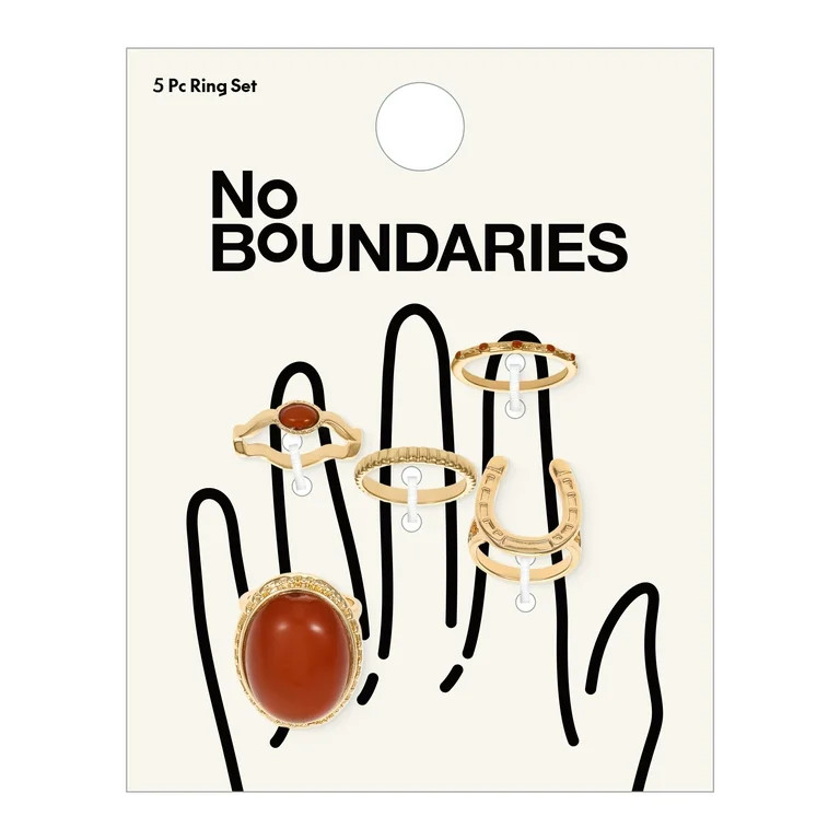 No Boundaries 5-Piece Gold Western Ring Set | Walmart (US)