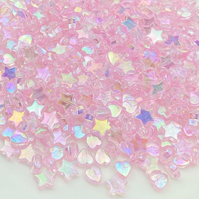 450Pcs Acrylic Beads AB Crystal Star Beads Heart Beads for Jewelry Making DIY Bead Bracelet Neckl... | Amazon (US)