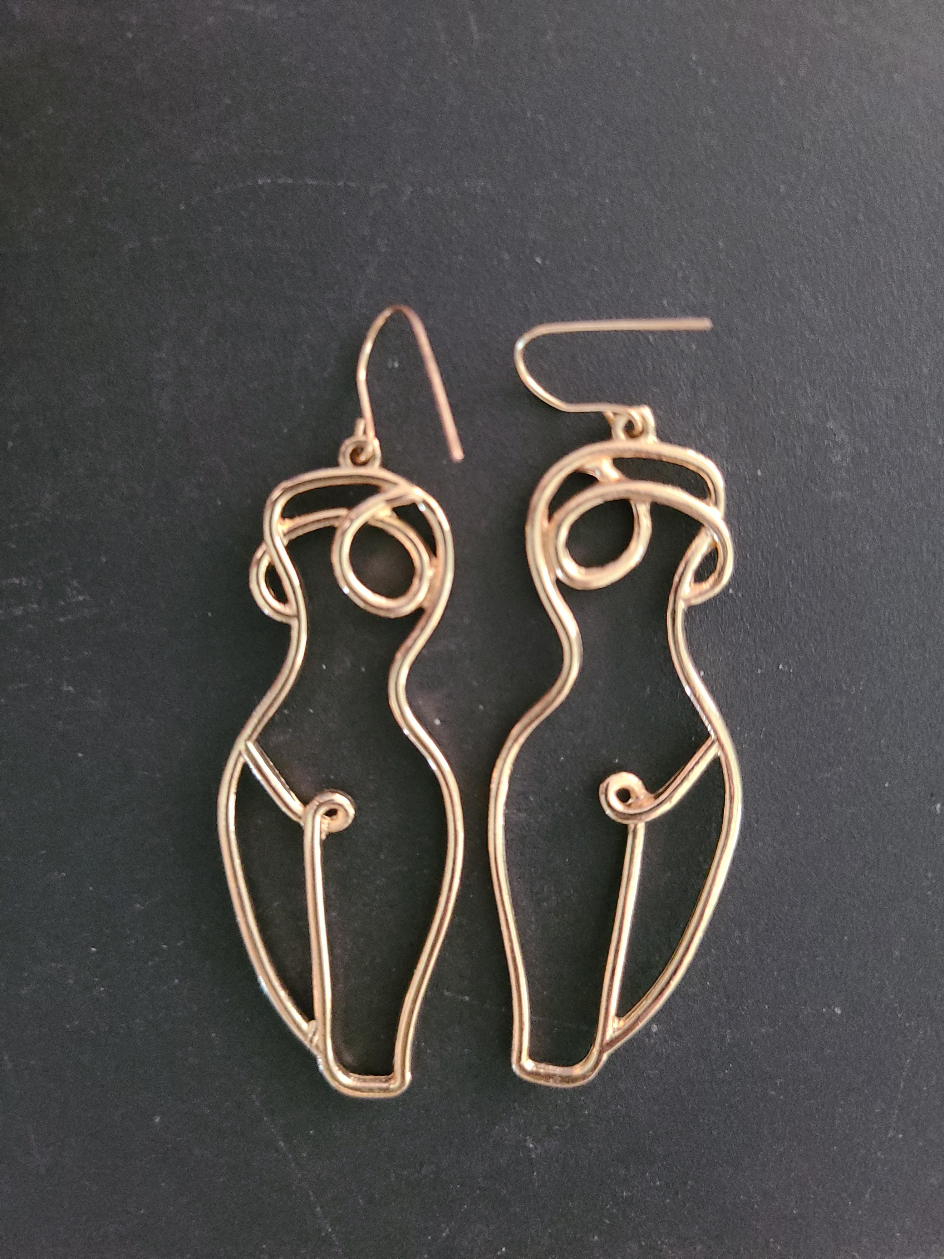 Abstract Gold Fun Statement Human Face Shaped Earrings Geometric Hollow Out Face Body Ethnic Dangle Stud Earrings | Amazon (US)