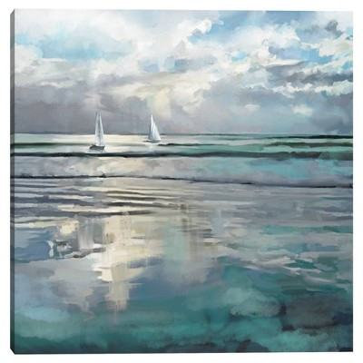 35" x 35" Indigo Seas by Studio Arts Canvas Art Print - Masterpiece Art Gallery: Modern Nautical Wall Painting, Unframed Ocean Artwork | Target