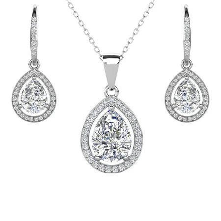 Cate & Chloe Isabel 18k White Gold Plated Drop Jewelry Set with Simulated Diamonds Gift for Women | Walmart (US)