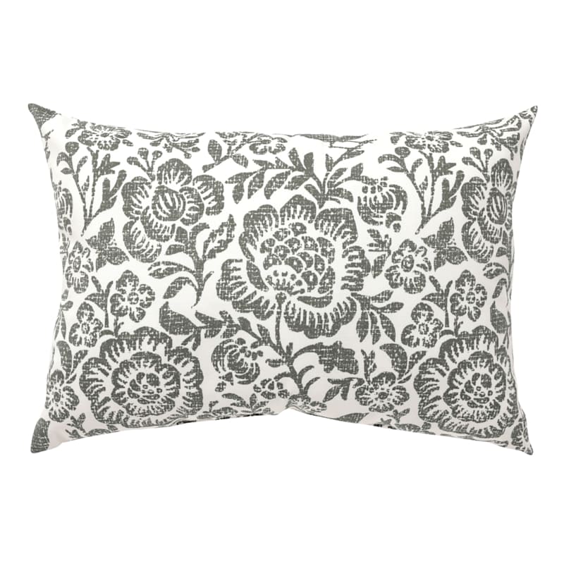 Endive Floral Lumbar Outdoor Pillow, 14x20 | At Home