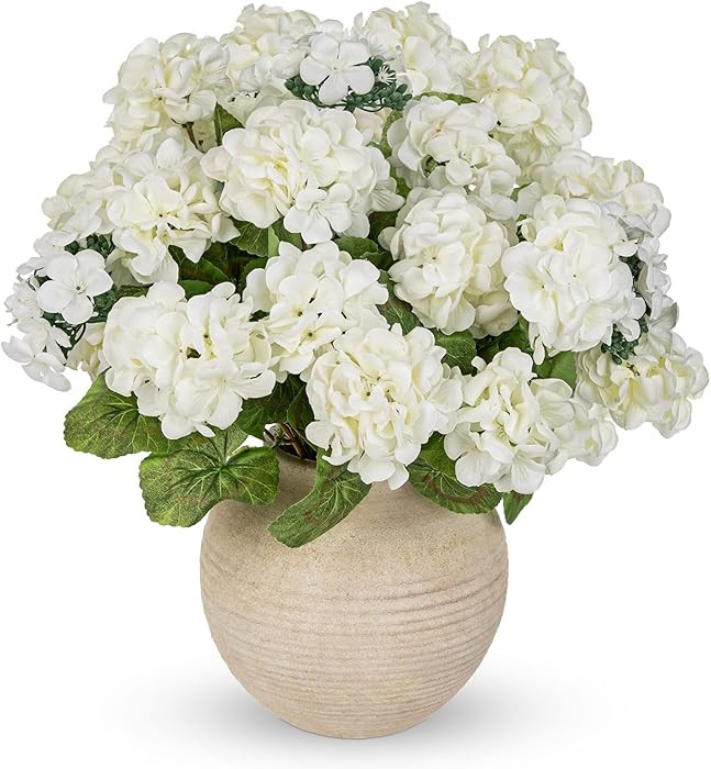 Briful White Geranium Artificial Flowers Realistic for Outdoor 15.7’’ Extra Full UV Resistant... | Amazon (US)