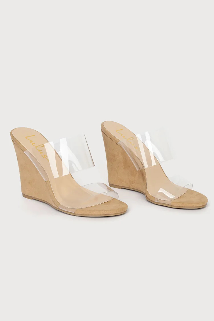 Biava Light Nude Suede Wedge Sandals | Lulus (US)