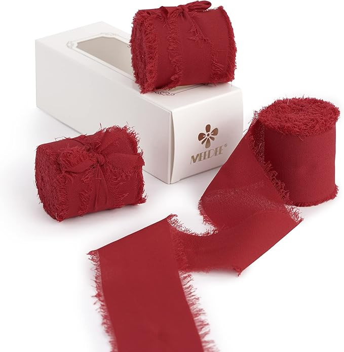 MEEDEE Chiffon Ribbon 2 Inch Frayed Fringe for Crafts, Gift Wrapping, Wedding Invitation, Bridal ... | Amazon (US)