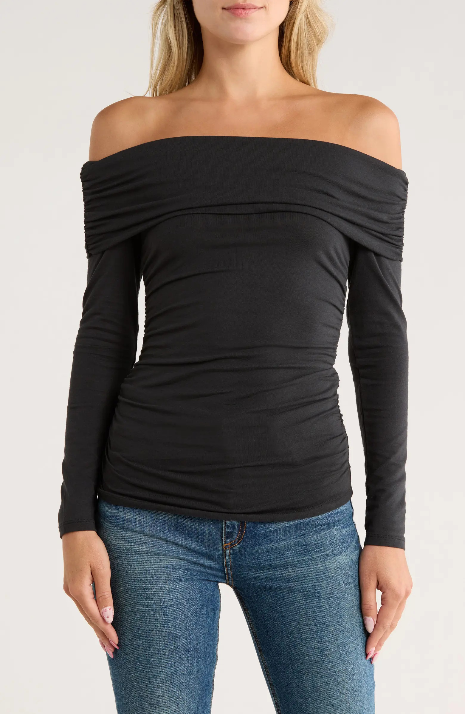 rag & bone Lucy Off the Shoulder Ruched T-Shirt | Nordstromrack | Nordstrom Rack