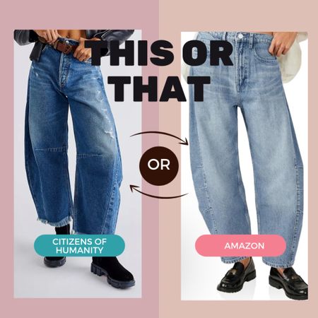 Barrel jeans are trending for spring summer and I’ve found a great look alike for the Free people pair! Size up for that baggy look and get waist taken in. Perfect for festival style! Shop both 

#LTKstyletip #LTKFestival #LTKfindsunder100