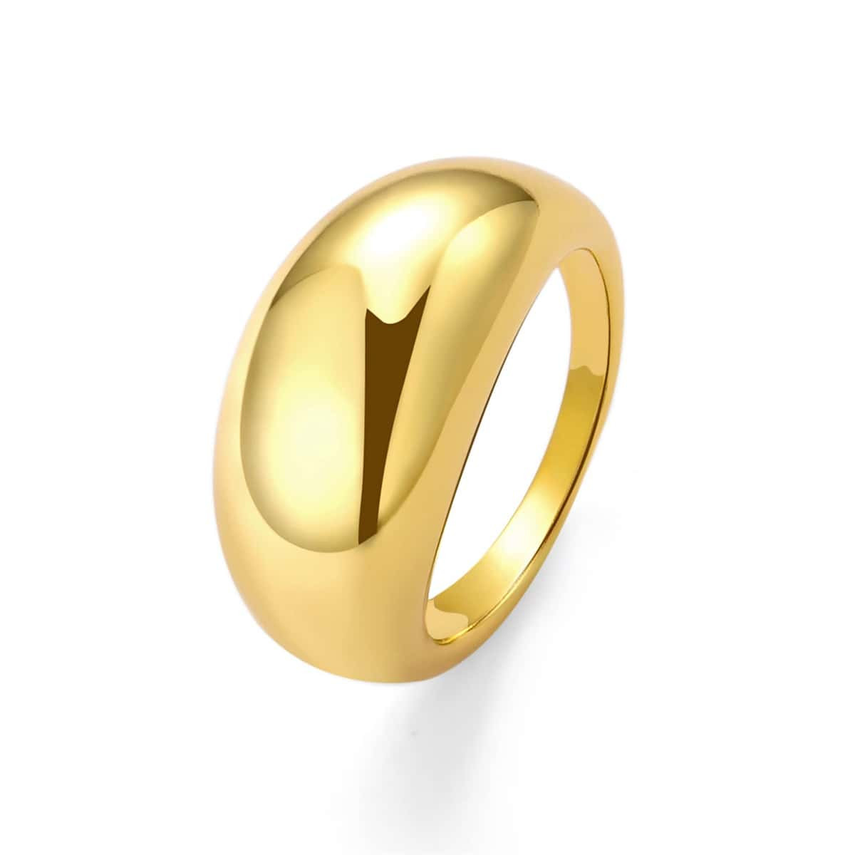 Chunky Gold Rings for Women Thick Dome Rings 18K Gold Plated Croissant Braided Twisted Stacking R... | SHEIN
